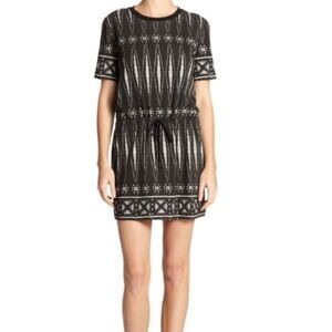 Tory Burch Bologna Knit Mini Dress Aztec 100% Pima Cotton Drawstring